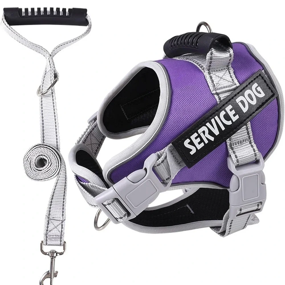 No Pull Reflective Adjustable Soft Mesh Dog Harness and Leash Set service dog XL
